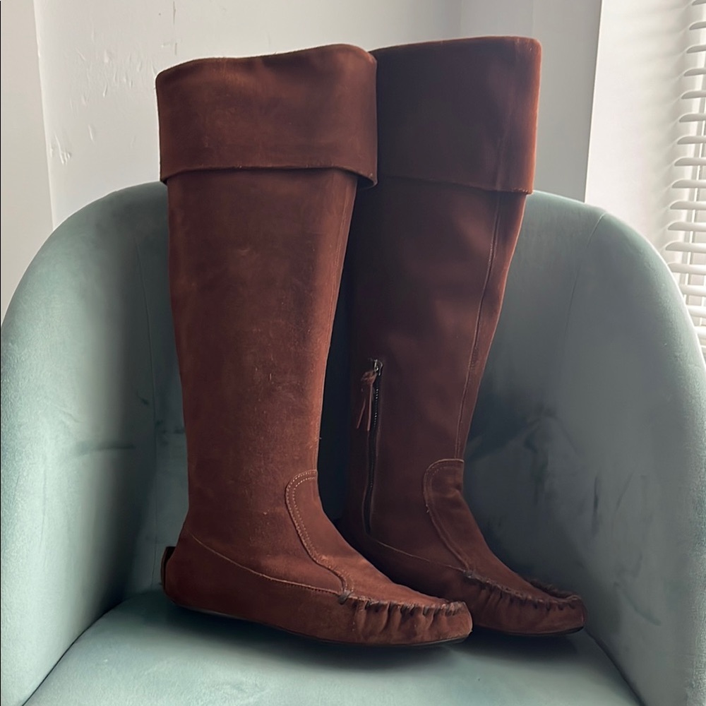 Miu Miu Brown Suede Moccasin Boots Size 37